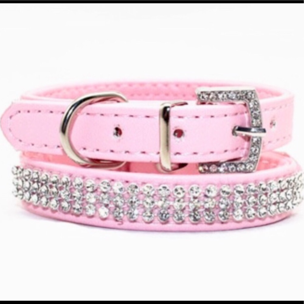 Leather Rhinestone Adjustable Dog Collar